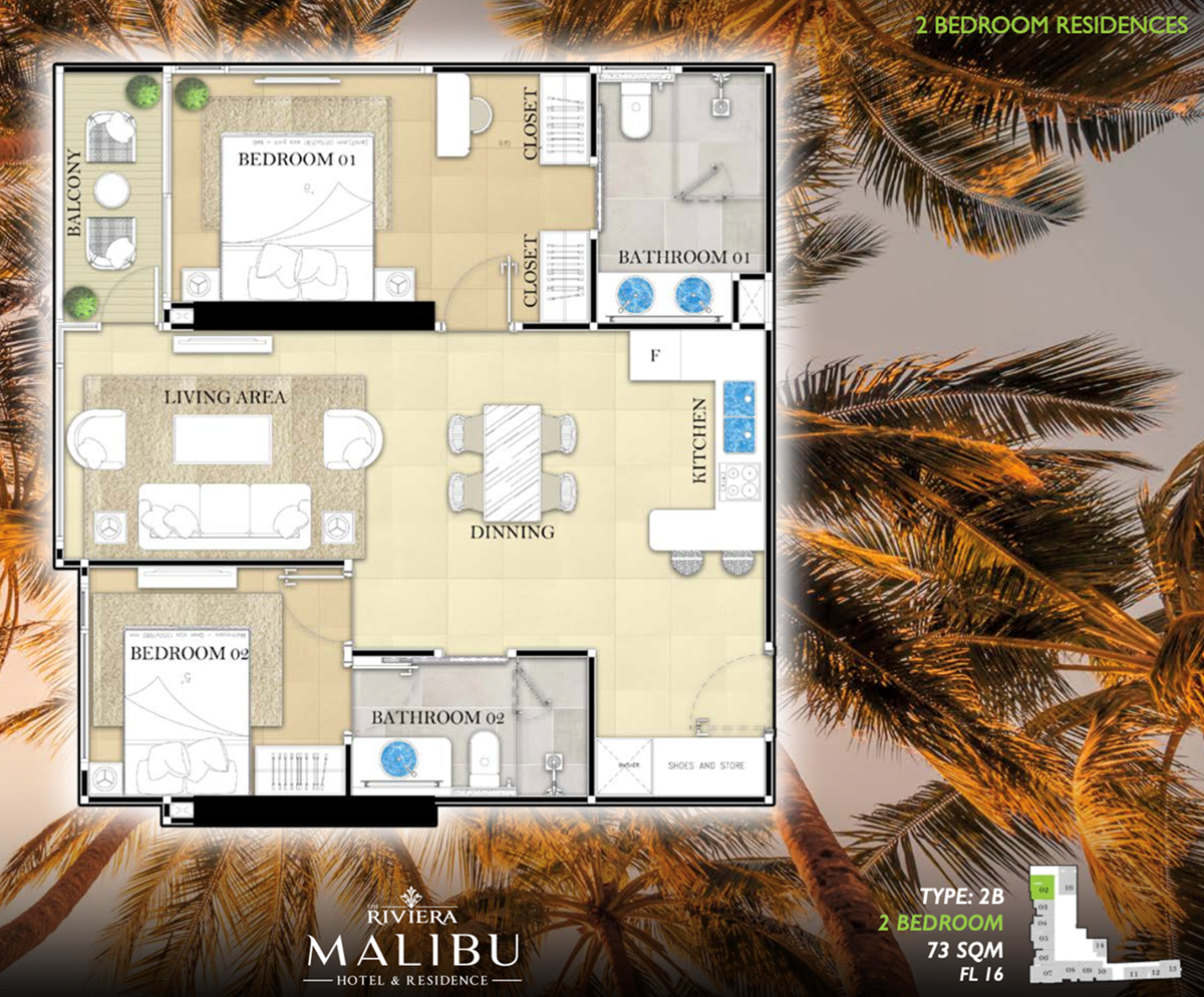 Riviera Malibu Residences - 2BR for sale - Condominium - Pratumnak Hill - 