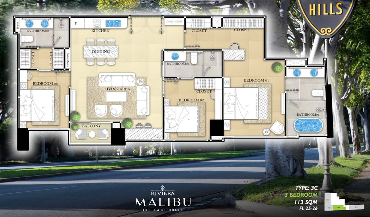 Riviera Malibu Residences - 3BR for sale - Condominium - Pratumnak Hill - 